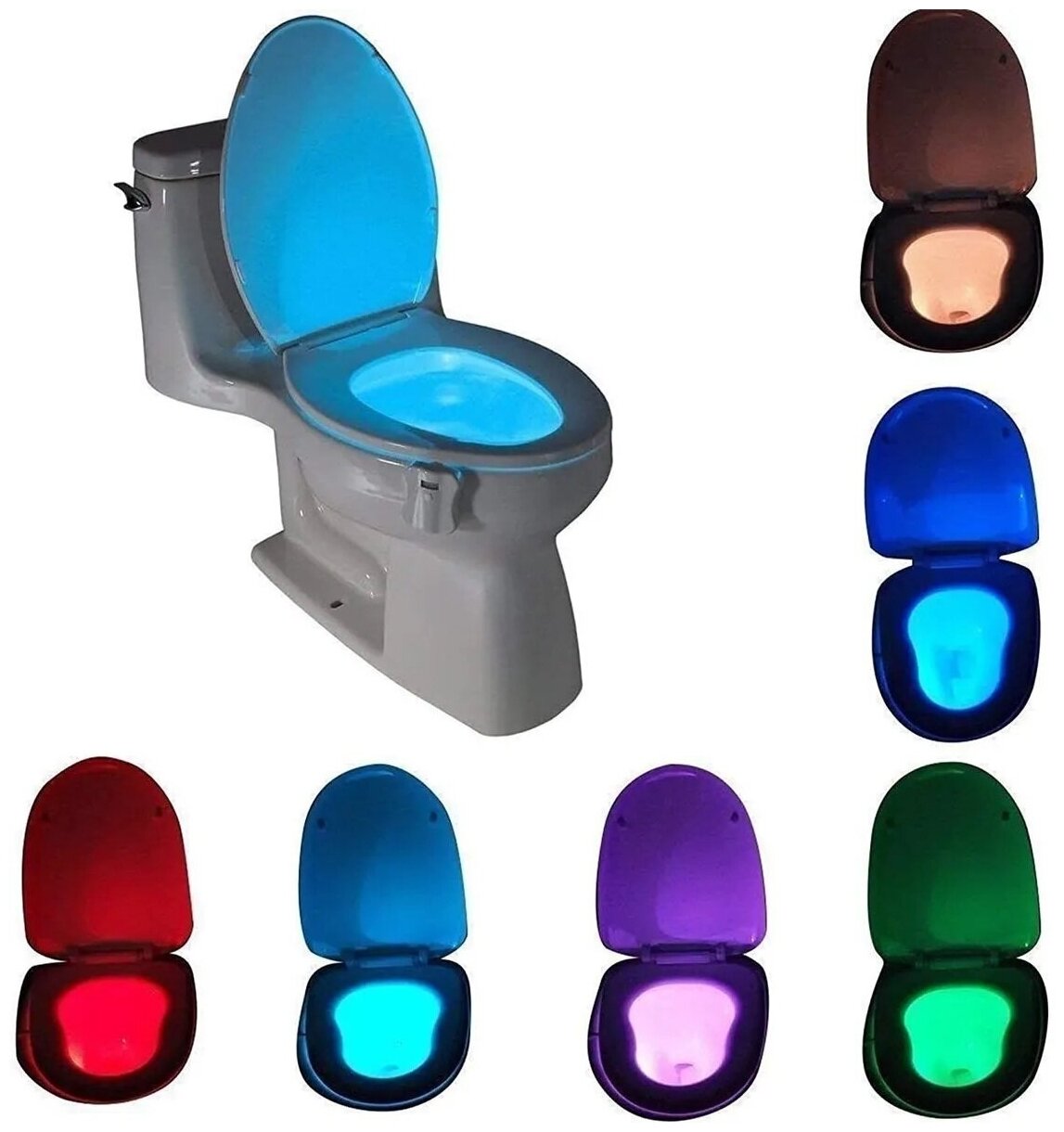Подсветка для унитаза, ванной с датчиком движения 16 цветов - фотография № 1