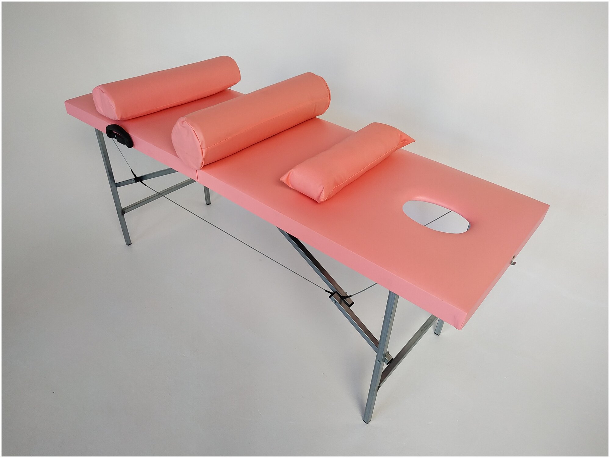Массажный стол 60*180 розовый с вырезом для лица и регулировкой высоты - фотография № 2