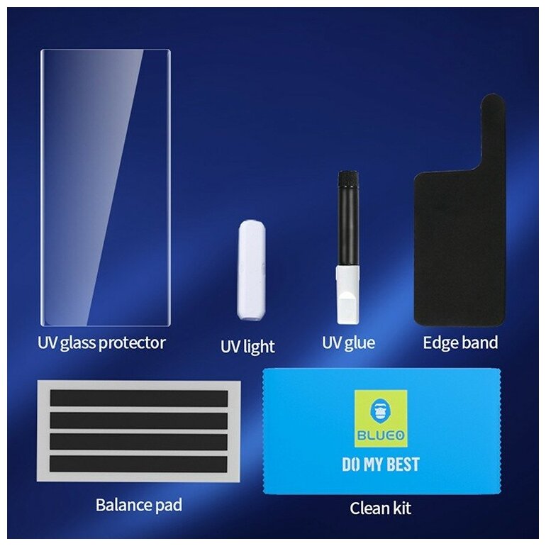 Защитное стекло Blueo 3D Curved Full cover UV glass + UV лампа 03 mm для Galaxy S22 Ultra (3B4-S22ultra)