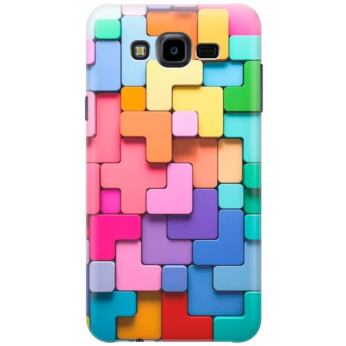 фото Ультратонкий силиконовый чехол-накладка для samsung galaxy j7 neo с принтом "паттерн из блоков" gosso