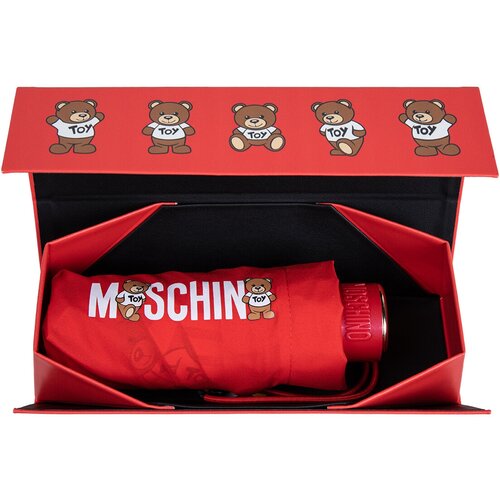 фото Мини-зонт moschino, механика, купол 90 см., 6 спиц, для женщин, красный