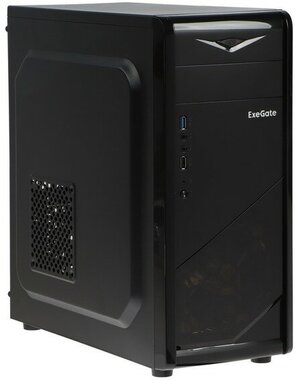 Корпус ExeGate Miditower EVO-8205, без БП, ATX,1хUSB2.0, 1хUSB3.0, чёрный с голубой подсветкой