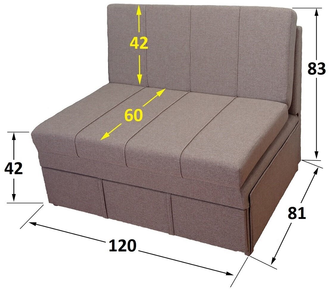 Диван-кровать StylChairs Сёма, ширина 120 см, без подлокотников, обивка: ткань рогожка, цвет: горчичный - фотография № 3