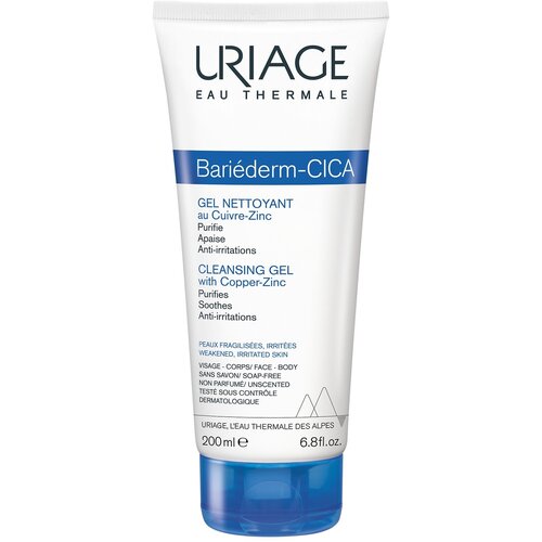 Очищающий гель для тела с медью и цинком Uriage Bariederm Cleansing Cica-Gel With Copper-Zinc /200 мл/гр.