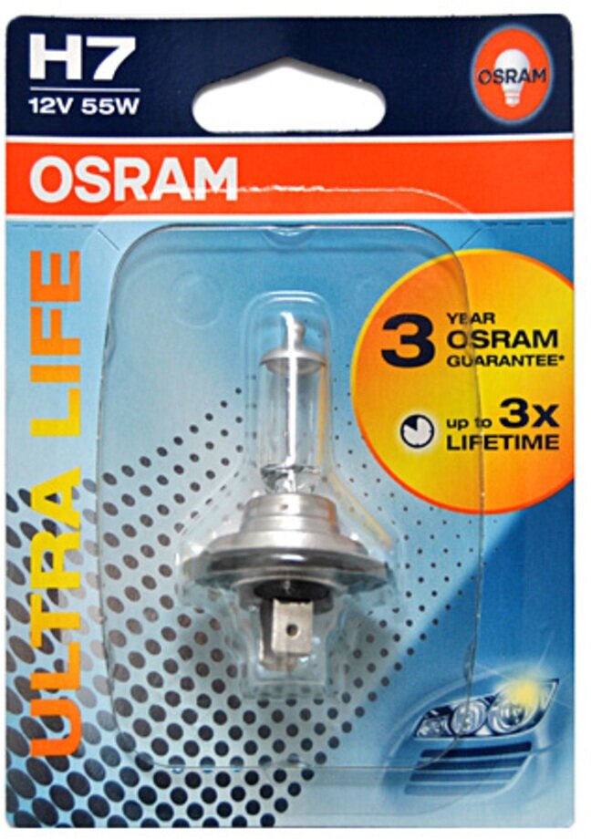 Лампа 12V H7 55W PX26d блистер (1шт.) увеличенный срок службы Ultra Life OSRAM 64210ULT-01B