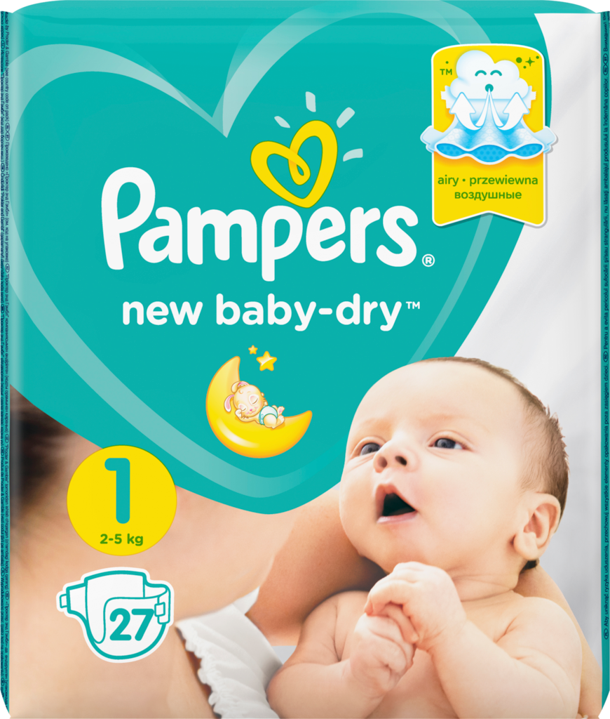 Подгузники детские PAMPERS New Baby-Dry 1, 2–5кг, 27шт