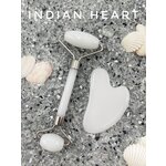 INDIAN HEART Набор Гуаша / Массажёр для лица / Мезороллер для тела / Ролик Гуаша / Роллер и скребок для массажа - изображение