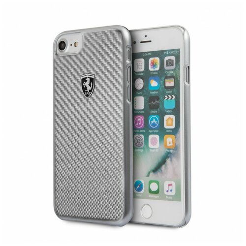 Чехол Ferrari Heritage Real Carbon Hard для iPhone 7/8/SE 2020, серебристый