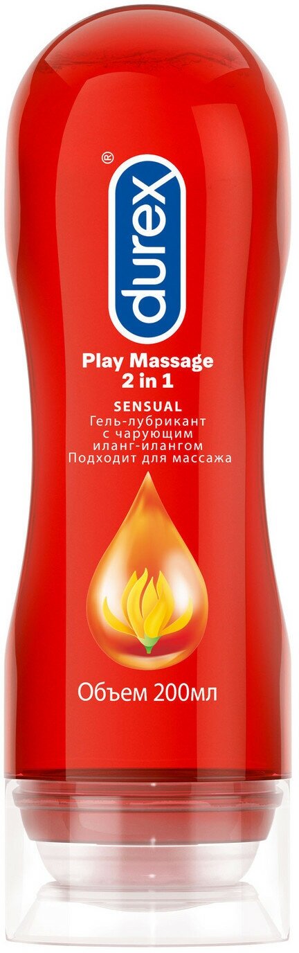 Гель-лубрикант Durex Play Massage 2 in 1 Sensual увлажняющий с иланг-илангом, 200 мл