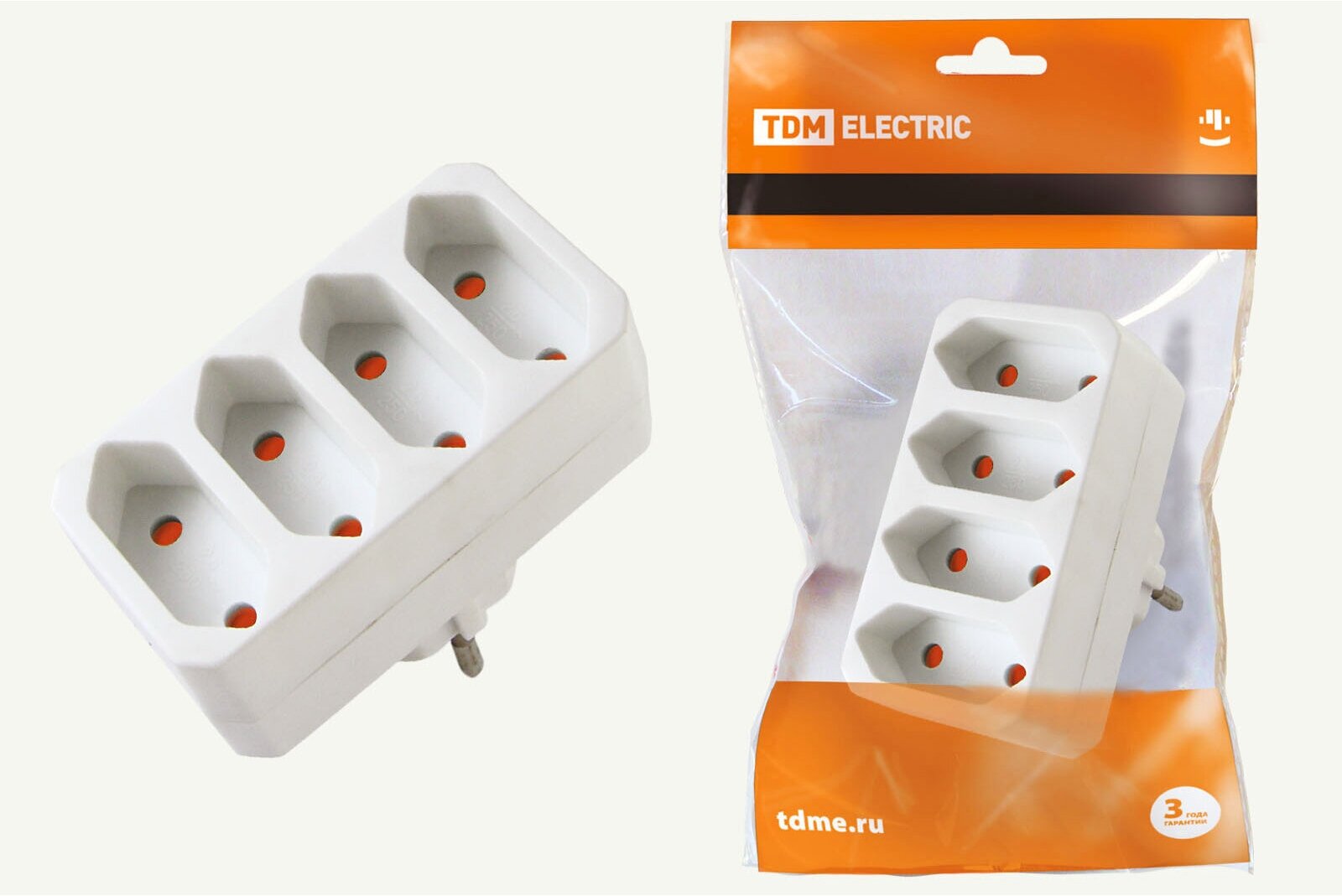 Блок на 4 гнезда 2П 2,5 А 250 B под плоскую вилку белый, TDM SQ1806-0203 (1 шт.)