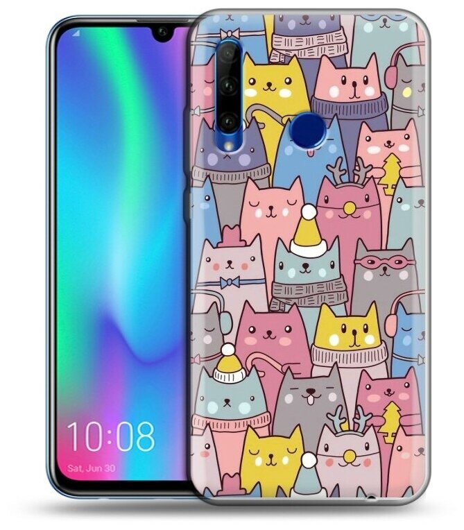 Дизайнерский силиконовый чехол для Huawei Honor 10i/20е Коты