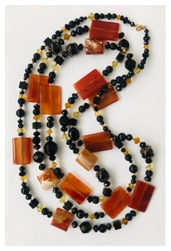 Ожерелье из сердолика, агата, яшмы и хрусталя макси