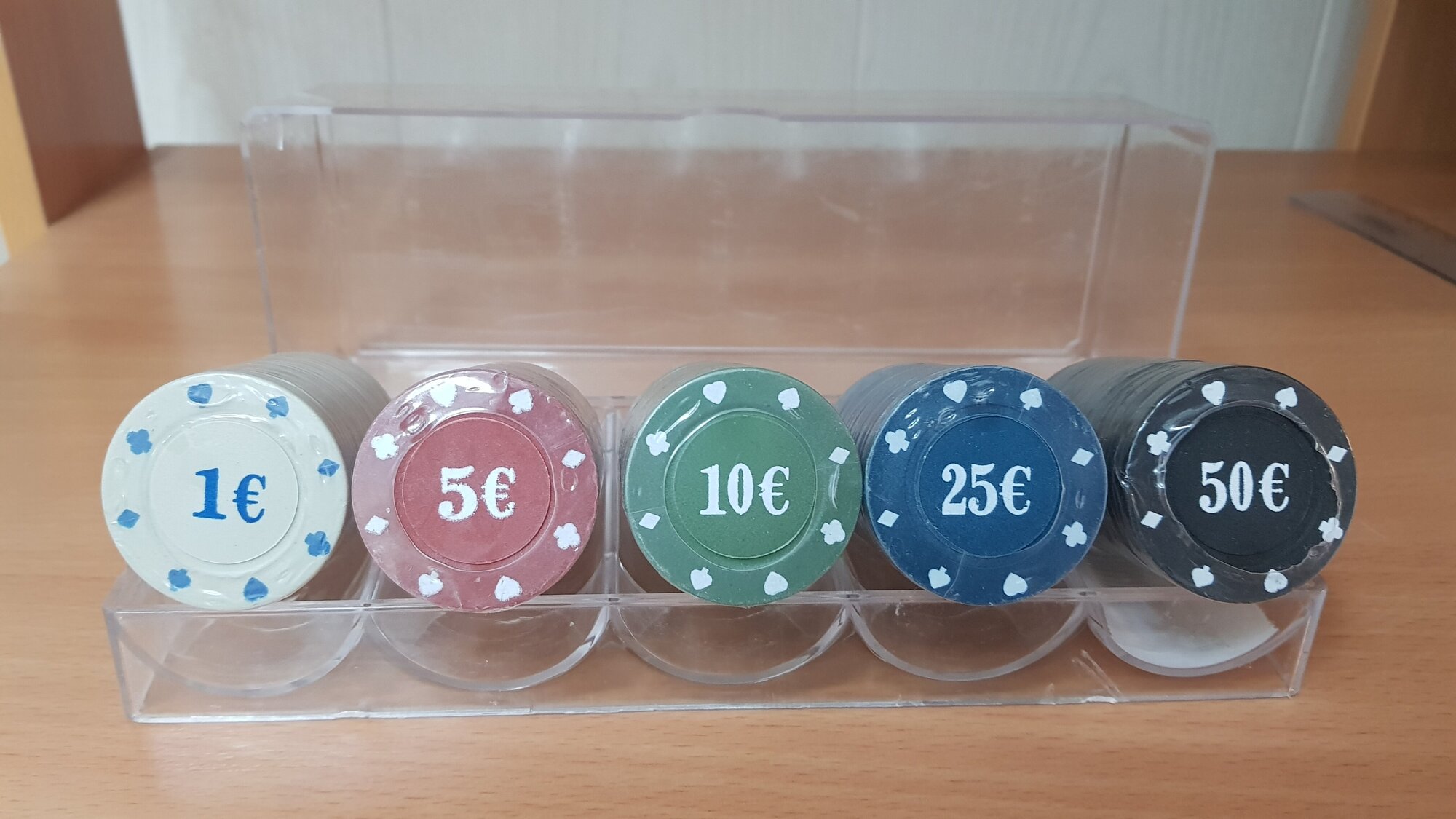 Фишки для покера с номиналом пластиковые, набор 100шт