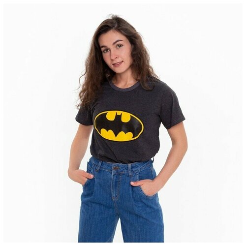 фото Футболка женская, цвет темно-серый меланж, летучая мышь, размер 44 нет бренда