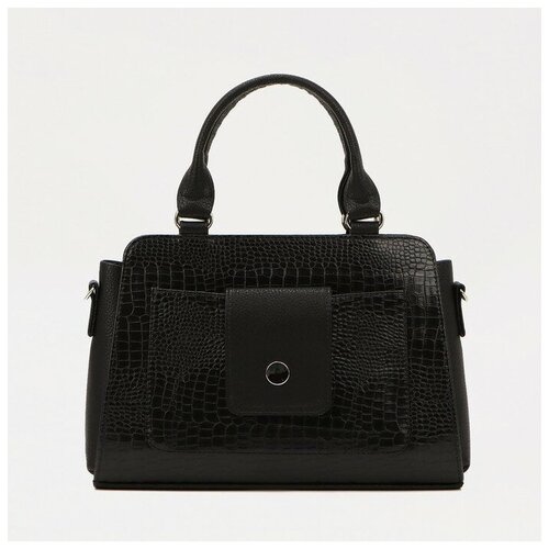 фото Саквояж, отдел на молнии, 2 наружных кармана, длинный ремень, цвет черный gorodok