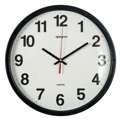 Настенные круглые часы Apeyron цвет корпуса черный, пластик, 30 см PL200908