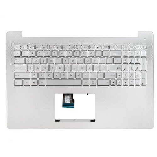 Клавиатура ZeepDeep для ноутбука Asus N501JW с топкейсом, серебристая панель, с подсветкой без крепления под HDD [90NB0871-R32US0], US раскладка клавиатура топ панель для ноутбука asus n501jw серебристая с серебристым топкейсом с подсветкой без крепления под hdd