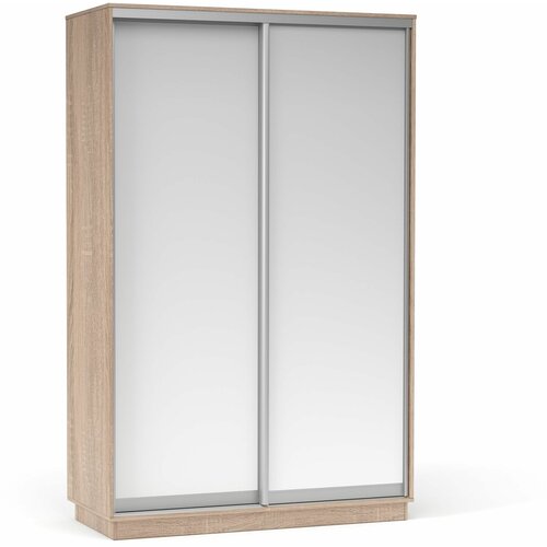 Шкаф-купе для одежды Тетрис с двумя зеркалами, с полками и штангой, 140х60х220, Сонома