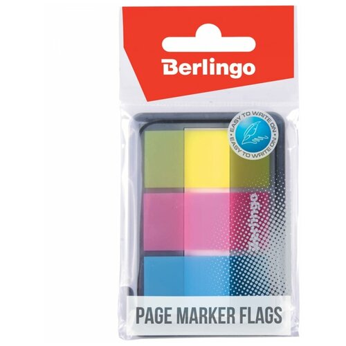 Флажки-закладки Berlingo, 45*20мм, 20л*3 неоновых цвета, в диспенсере, цена за штуку, 155292