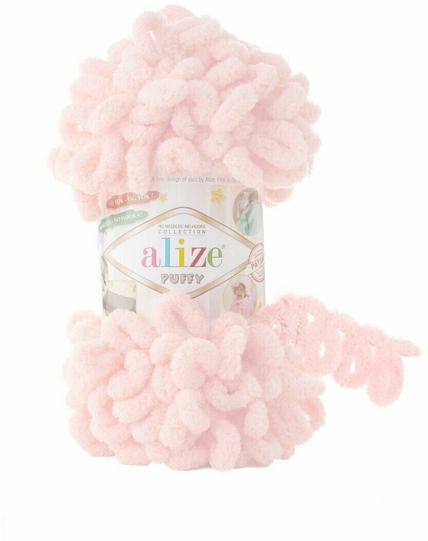 Пряжа Alize Puffy 100г, 9,2м (Ализе Пуффи) цвет 639 бледная розовая пудра, 1 шт