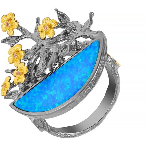 фото Кольцо element47, серебро, 925 проба, аметист, размер 17