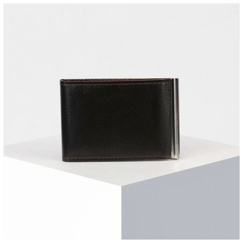 фото Зажим для купюр на кнопке, цвет коричневый кайман