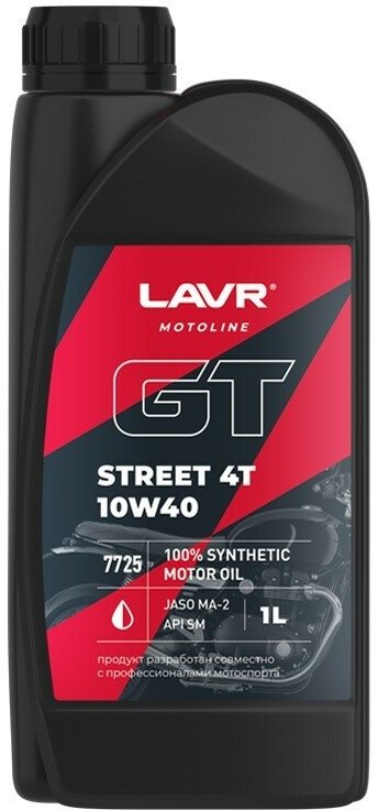 Масло моторное LAVR MOTO GT STREET 4T 10W40 синтетика (1 л)