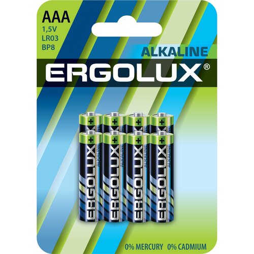 Батарейки Ergolux Alkaline BL8 LR03 батарейка super aaa мизинчиковая lr03 1 5 в 4 шт