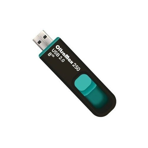 Флешка OltraMax 250, 8 Гб, USB2.0, чт до 15 Мб/с, зап до 8 Мб/с, бирюзовая флешка oltramax 250 64 гб usb2 0 чт до 15 мб с зап до 8 мб с бирюзовая