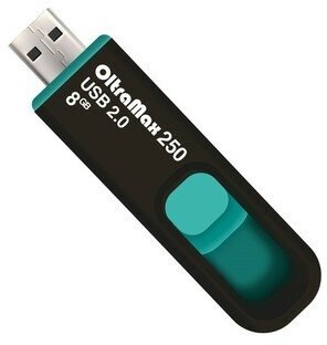 OltraMax Флешка OltraMax 250, 8 Гб, USB2.0, чт до 15 Мб/с, зап до 8 Мб/с, бирюзовая