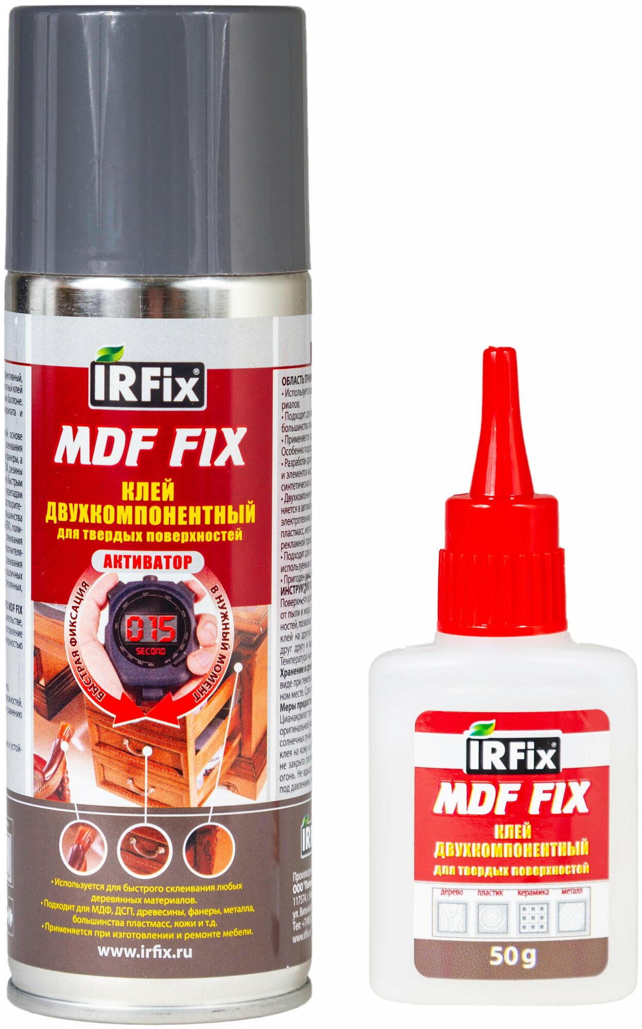 Клей двухкомпонентный цианоакрилатный IRFix MDF FIX 400ml+100g