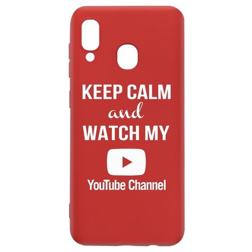 фото Чехол-накладка krutoff silicone case youtube для samsung galaxy a40 (a405) красный krutoff group