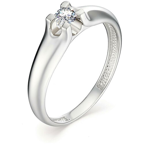 фото Алькор кольцо с 1 бриллиантом из белого золота 12961-200, размер 16