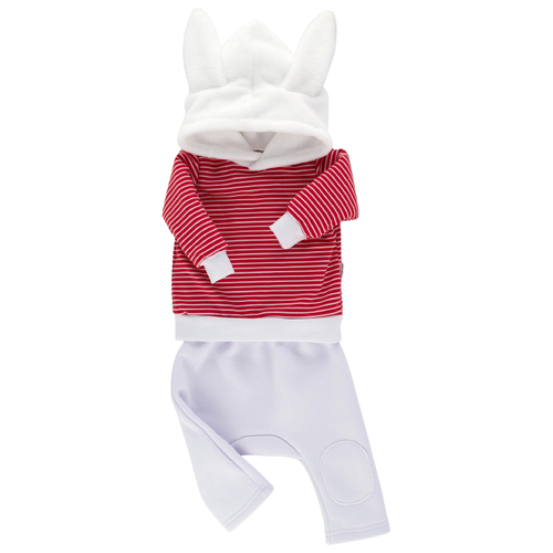 фото Комплект одежды снолики детский, толстовка и брюки, повседневный стиль, капюшон, размер 68, красный, белый