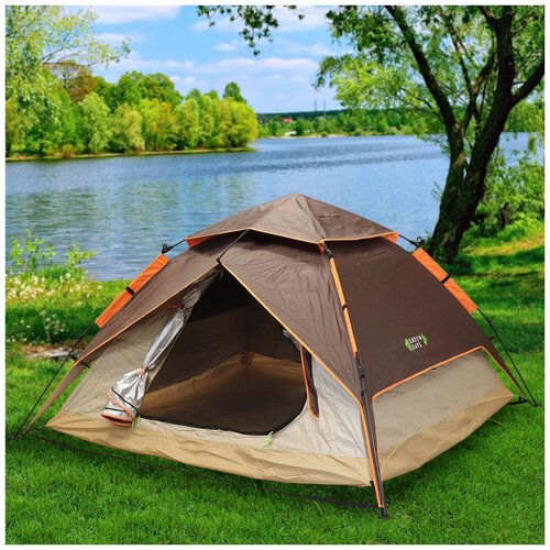 Палатка 3х-местная, 210х210х140 см, 2 слоя, 1 комн, с москитной сеткой, Green Days, GJH-138 А