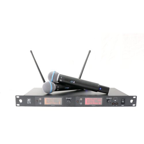 RFIntell QL7RT1-A 651800-683400 МГц 2-канальная радиосистема с 2-мя ручными микрофонами T1 сменные динимические капсюли True diversity приёмник пилот-сигнал 1U передатчики T1 совместимы с капсюлями Shure 6826400₽
