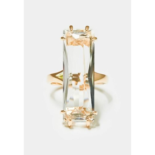 фото Кольцо freeform jewellery, латунь, золочение, искусственный камень, безразмерное, золотой