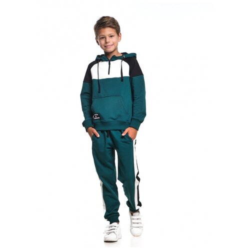 Спортивный костюм для мальчика Mini Maxi, модель 7522, цвет зеленый/черный, размер 122