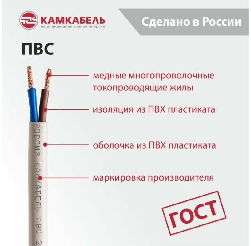 Электрический провод Камкабель ПВС 2 х 0,75 кв.мм, 20 м - фотография № 6