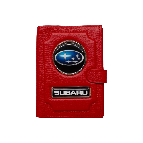 Обложка для автодокументов и паспорта Subaru (субару) кожаная флотер 4 в 1