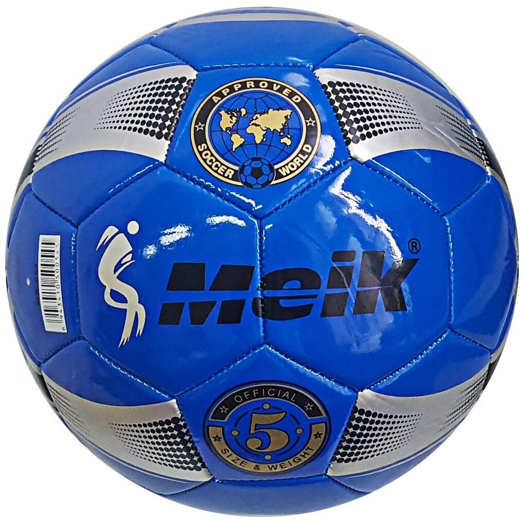 B31316-1 Мяч футбольный "Meik-054" 2-слоя (синий) TPU+PVC 2.7 410-420 гр машинная сшивка