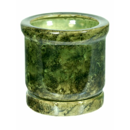 Горшок для кактусов суккулентов керамический с поддоном Цилиндр 05 зеленый 1,5л