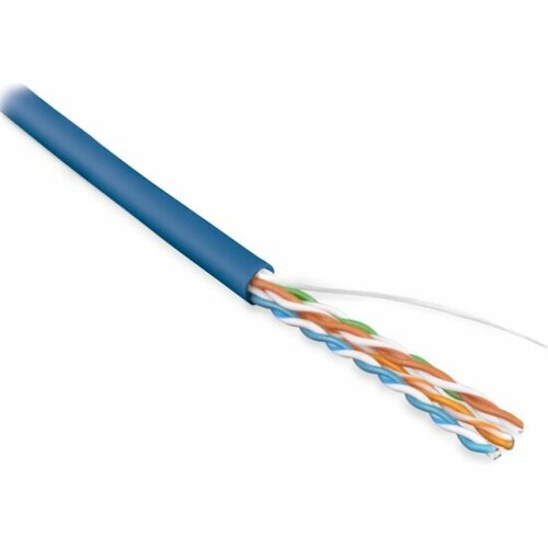 Кабель витая пара Hyperline U/UTP, категория 5e, 4 пары (24 AWG), одножильный (solid), LSZH, UUTP4-C5E-S24-IN-LSZH-BL-100 кабель витая пара патч корд hyperline pc 110 rj45 1p cx 2m lszh gy 2 0m