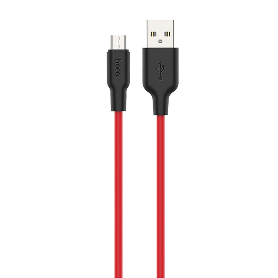 Кабель USB HOCO X21 Plus Silicone USB - MicroUSB, 2.4А, 1 м, красный+черный