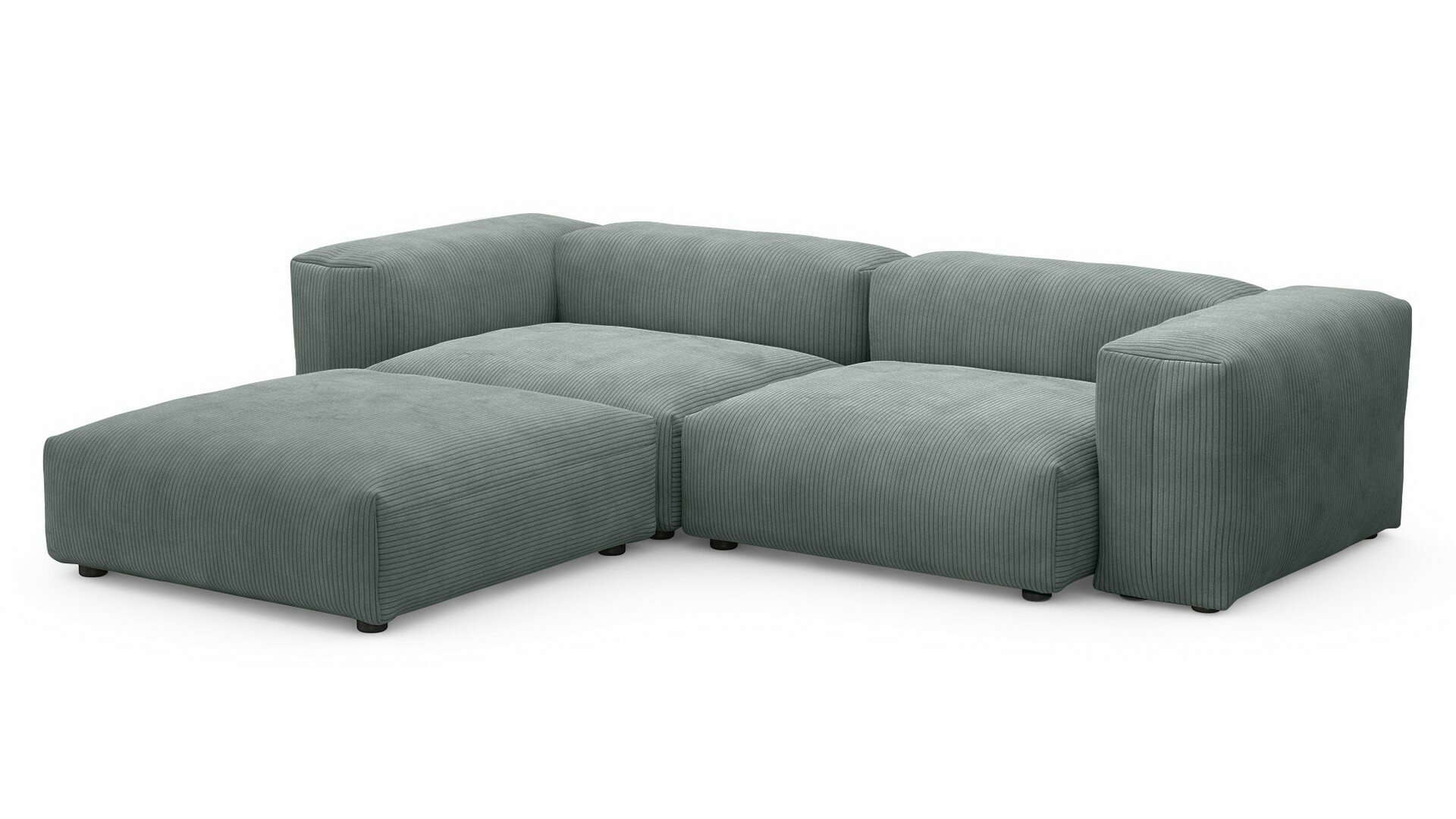 Диван с оттоманкой Фиджи Cilium Steel 273x221x62 см, серый Вельвет, нераскладной Дом мебели для вас