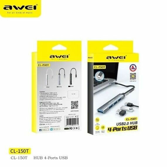 фото Хаб Type-C HUB Awei CL-150T (Type-C to USB2.0*4)