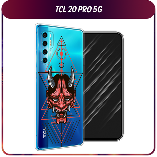 Силиконовый чехол на TCL 20 Pro 5G / ТСЛ 20 Про 5G Hanya Oni mask, прозрачный силиконовый чехол на tcl 20 pro 5g тсл 20 про 5g молния