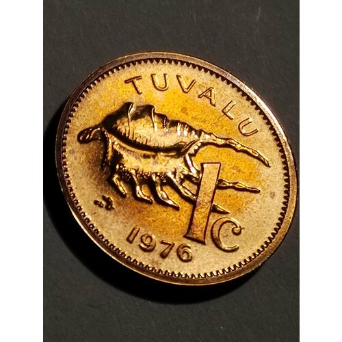 Тувалу 1 цент 1976. UNC. Очень редкая мелкая монета. Раковина.
