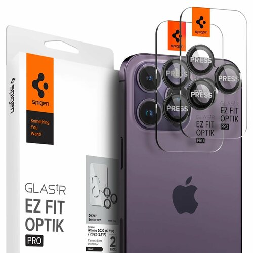 Защитное стекло для камеры для iPhone 15 Pro/15 Pro Max Spigen Optik Pro Lens Protector Черный 2 шт AGL05205 защитное стекло для камеры spigen для iphone 12 mini glass tr optik lens 2 шт синий agl02462