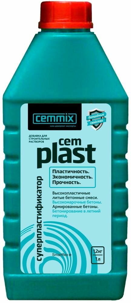 CEMMIX CemPlast суперпластификатор (1л) / CEMMIX CemPlast суперпластификатор добавка для строительных растворов (1л) (1,2кг)